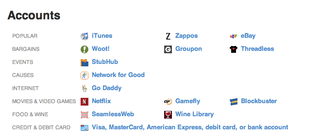 Accounts You Can Share on Blippy.com