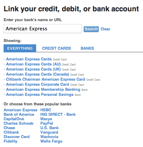 Financial Institutions Supported by Blippy.com