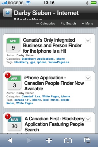 Darby Sieben Home Page iPhone