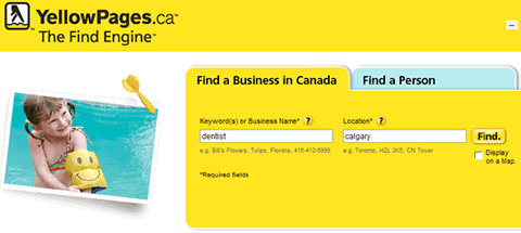 YellowPages.ca - Find a Business Home Page