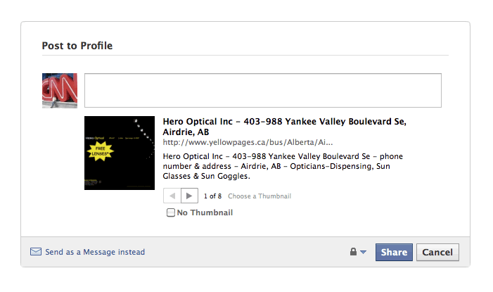 Add to Facebook from the Video Portal