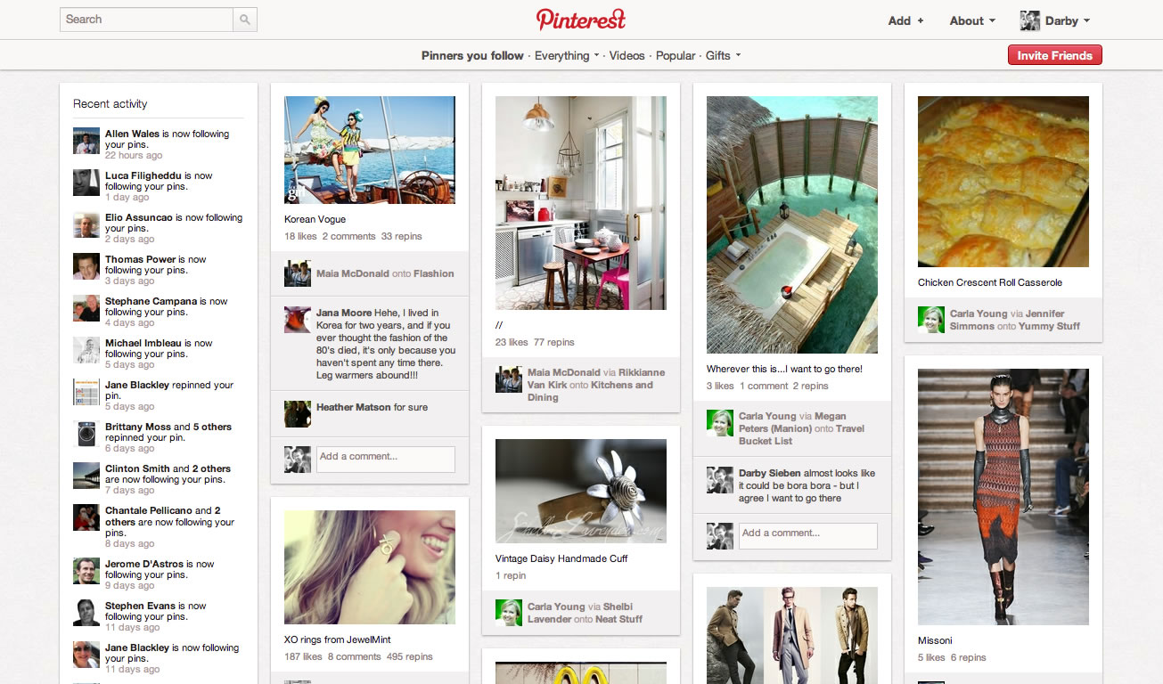 Darby Sieben's Pinterest Home Page