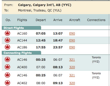 Air Canada Aircraft Types