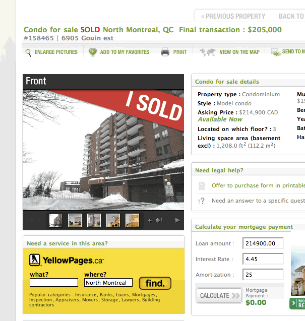 YellowPages.ca Search Area on ByTheOwner.com